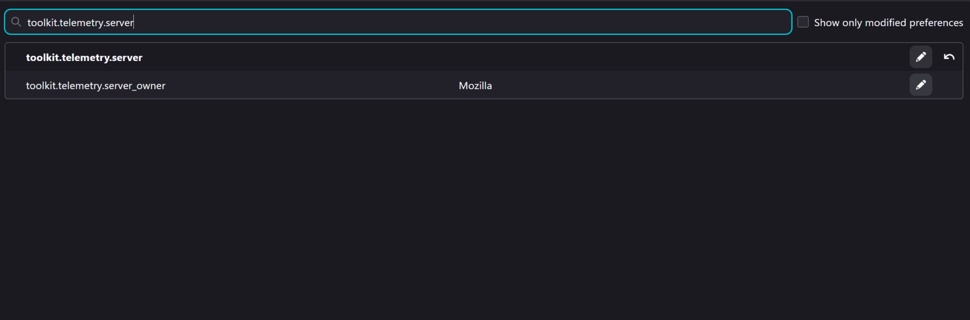 Advanced Firefox hardening: Toggle telemetry in about:config